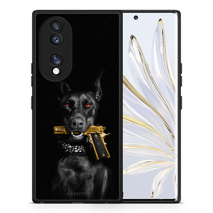 Θήκη Honor 70 5G Golden Gun από τη Smartfits με σχέδιο στο πίσω μέρος και μαύρο περίβλημα | Honor 70 5G Golden Gun Case with Colorful Back and Black Bezels