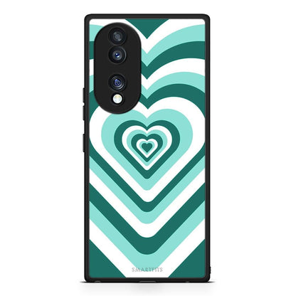 Θήκη Honor 70 5G Green Hearts από τη Smartfits με σχέδιο στο πίσω μέρος και μαύρο περίβλημα | Honor 70 5G Green Hearts Case with Colorful Back and Black Bezels