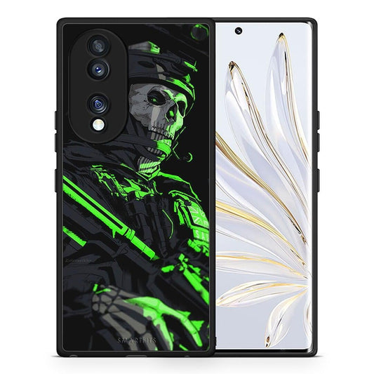 Θήκη Honor 70 5G Green Soldier από τη Smartfits με σχέδιο στο πίσω μέρος και μαύρο περίβλημα | Honor 70 5G Green Soldier Case with Colorful Back and Black Bezels