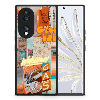 Θήκη Honor 70 5G Groovy Babe από τη Smartfits με σχέδιο στο πίσω μέρος και μαύρο περίβλημα | Honor 70 5G Groovy Babe Case with Colorful Back and Black Bezels