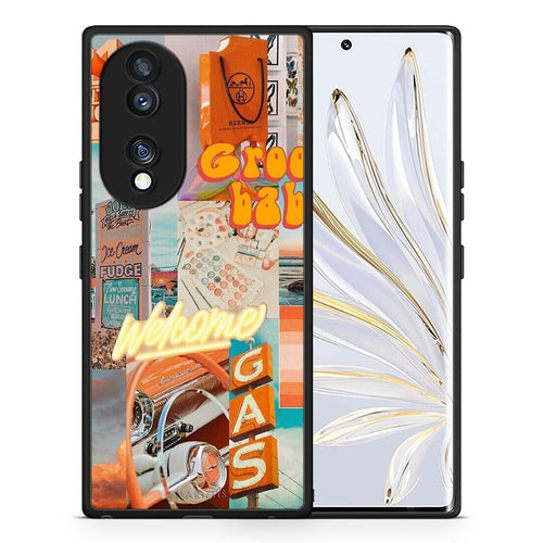 Θήκη Honor 70 5G Groovy Babe από τη Smartfits με σχέδιο στο πίσω μέρος και μαύρο περίβλημα | Honor 70 5G Groovy Babe Case with Colorful Back and Black Bezels