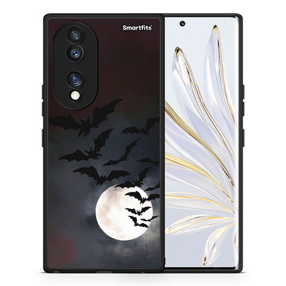 Θήκη Honor 70 5G Halloween Bat Night από τη Smartfits με σχέδιο στο πίσω μέρος και μαύρο περίβλημα | Honor 70 5G Halloween Bat Night Case with Colorful Back and Black Bezels