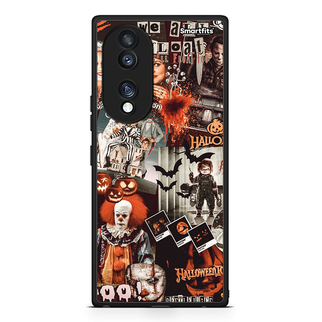 Θήκη Honor 70 5G Halloween Spooky Season από τη Smartfits με σχέδιο στο πίσω μέρος και μαύρο περίβλημα | Honor 70 5G Halloween Spooky Season Case with Colorful Back and Black Bezels