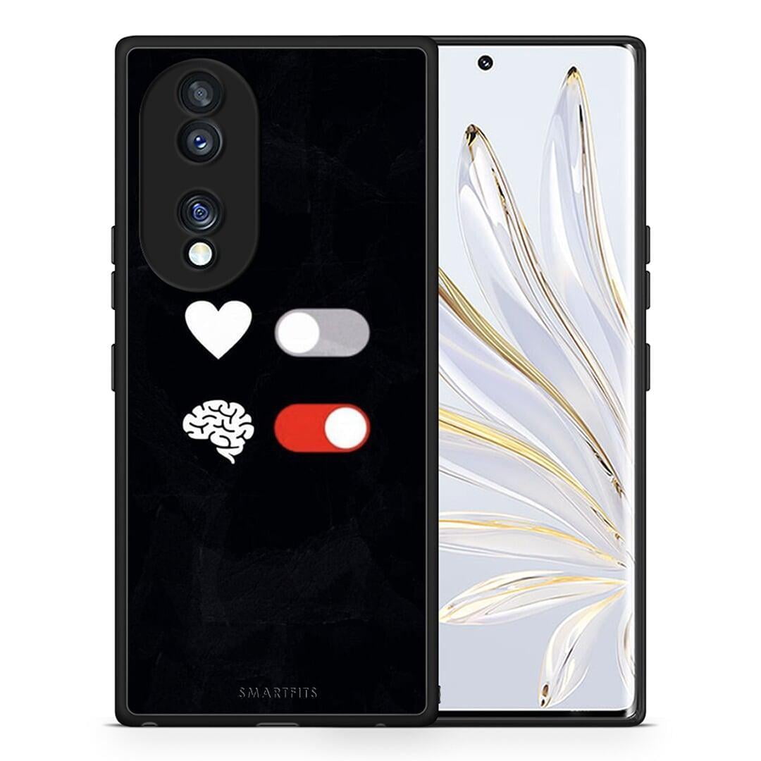 Θήκη Honor 70 5G Heart Vs Brain από τη Smartfits με σχέδιο στο πίσω μέρος και μαύρο περίβλημα | Honor 70 5G Heart Vs Brain Case with Colorful Back and Black Bezels