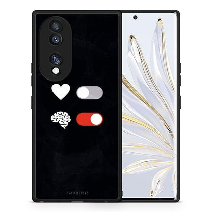 Θήκη Honor 70 5G Heart Vs Brain από τη Smartfits με σχέδιο στο πίσω μέρος και μαύρο περίβλημα | Honor 70 5G Heart Vs Brain Case with Colorful Back and Black Bezels