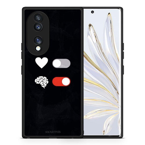Θήκη Honor 70 5G Heart Vs Brain από τη Smartfits με σχέδιο στο πίσω μέρος και μαύρο περίβλημα | Honor 70 5G Heart Vs Brain Case with Colorful Back and Black Bezels
