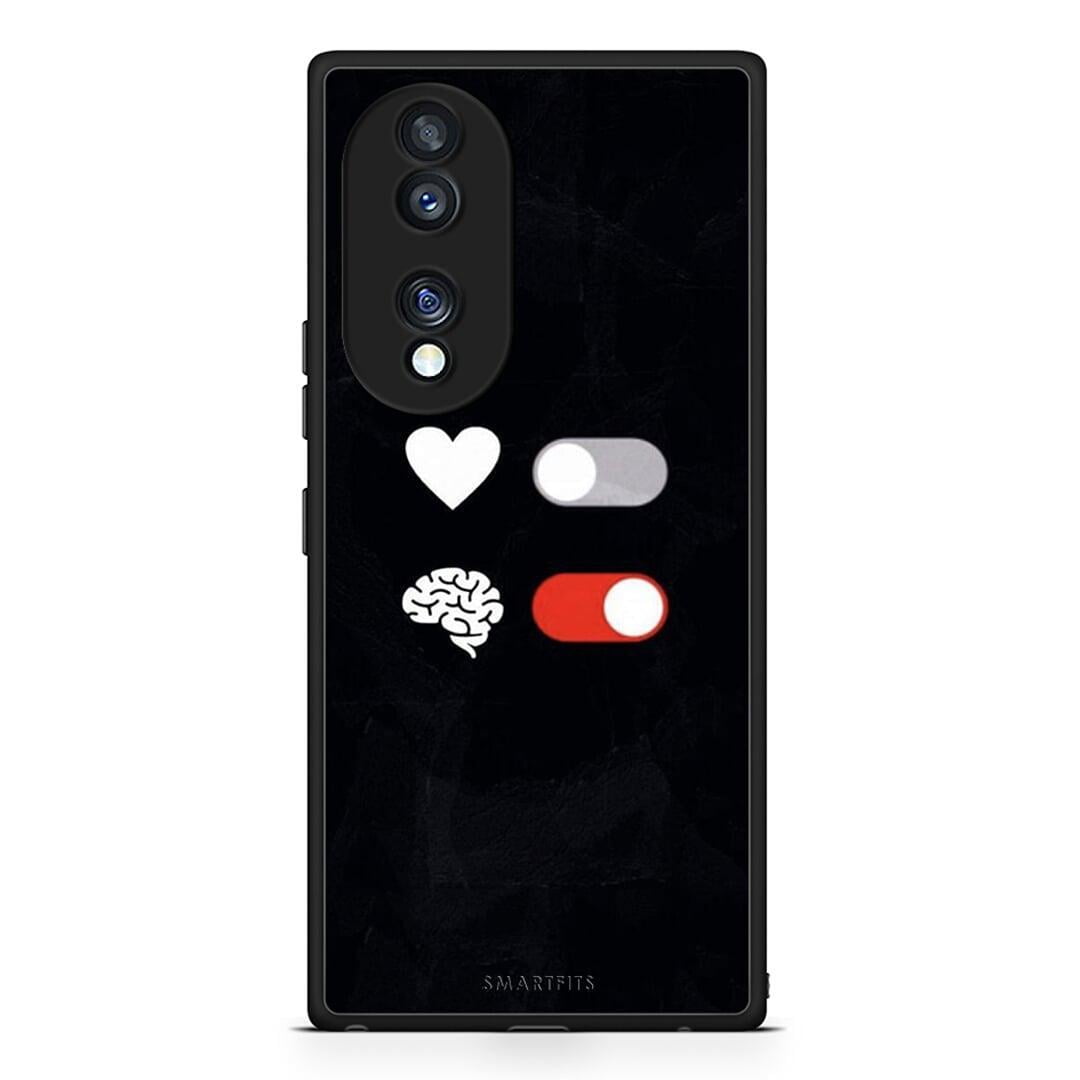 Θήκη Honor 70 5G Heart Vs Brain από τη Smartfits με σχέδιο στο πίσω μέρος και μαύρο περίβλημα | Honor 70 5G Heart Vs Brain Case with Colorful Back and Black Bezels