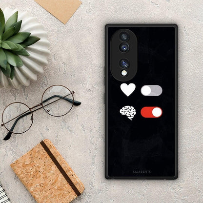 Θήκη Honor 70 5G Heart Vs Brain από τη Smartfits με σχέδιο στο πίσω μέρος και μαύρο περίβλημα | Honor 70 5G Heart Vs Brain Case with Colorful Back and Black Bezels
