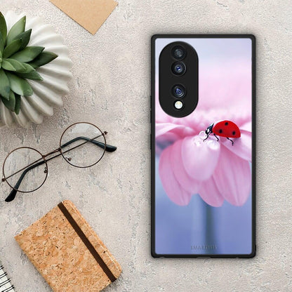 Θήκη Honor 70 5G Ladybug Flower από τη Smartfits με σχέδιο στο πίσω μέρος και μαύρο περίβλημα | Honor 70 5G Ladybug Flower Case with Colorful Back and Black Bezels