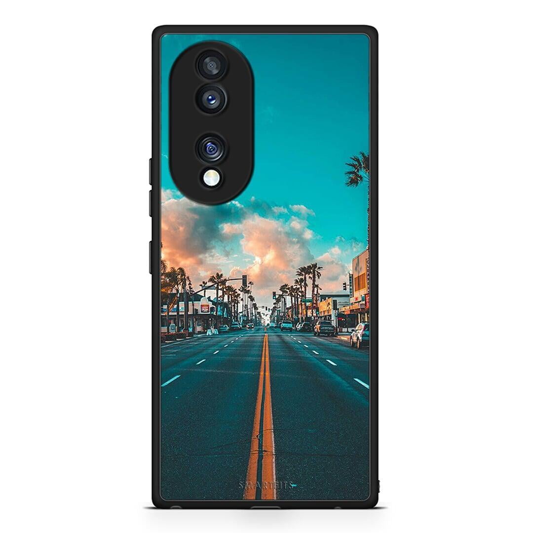 Θήκη Honor 70 5G Landscape City από τη Smartfits με σχέδιο στο πίσω μέρος και μαύρο περίβλημα | Honor 70 5G Landscape City Case with Colorful Back and Black Bezels