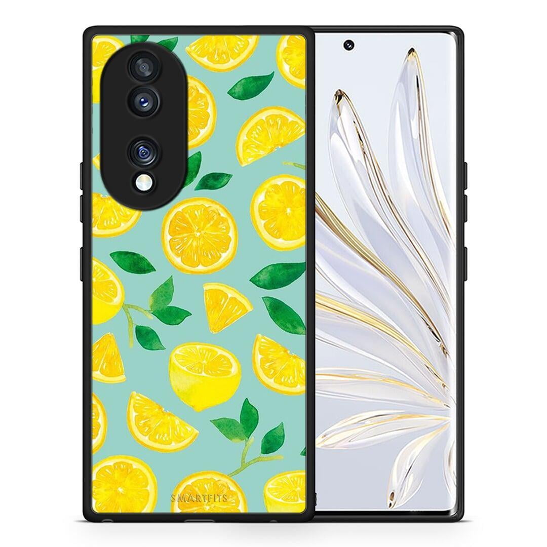 Θήκη Honor 70 5G Lemons από τη Smartfits με σχέδιο στο πίσω μέρος και μαύρο περίβλημα | Honor 70 5G Lemons Case with Colorful Back and Black Bezels