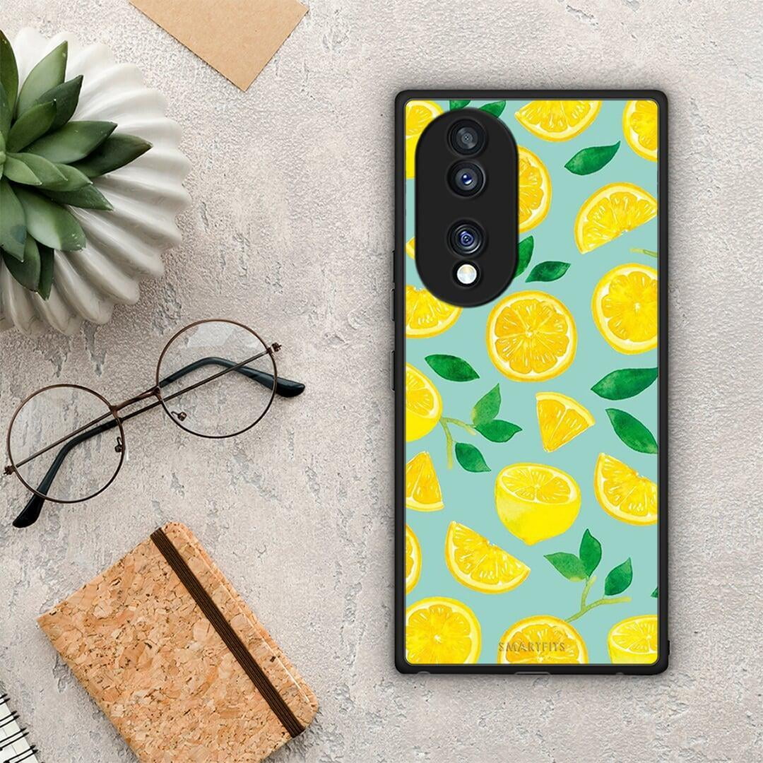 Θήκη Honor 70 5G Lemons από τη Smartfits με σχέδιο στο πίσω μέρος και μαύρο περίβλημα | Honor 70 5G Lemons Case with Colorful Back and Black Bezels