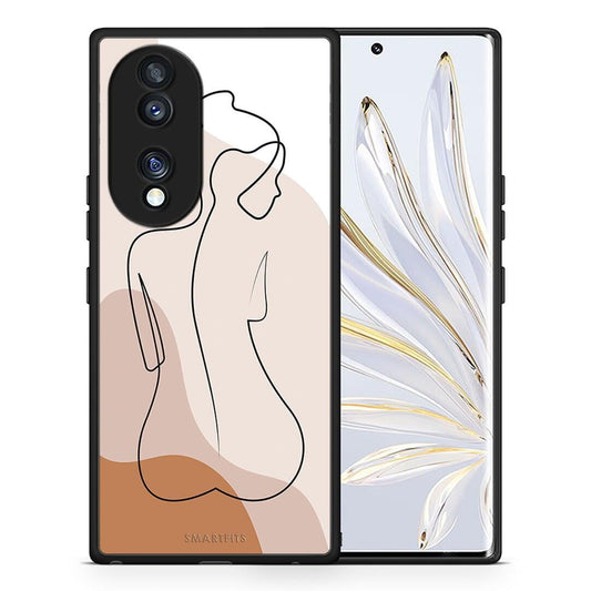 Θήκη Honor 70 5G LineArt Woman από τη Smartfits με σχέδιο στο πίσω μέρος και μαύρο περίβλημα | Honor 70 5G LineArt Woman Case with Colorful Back and Black Bezels
