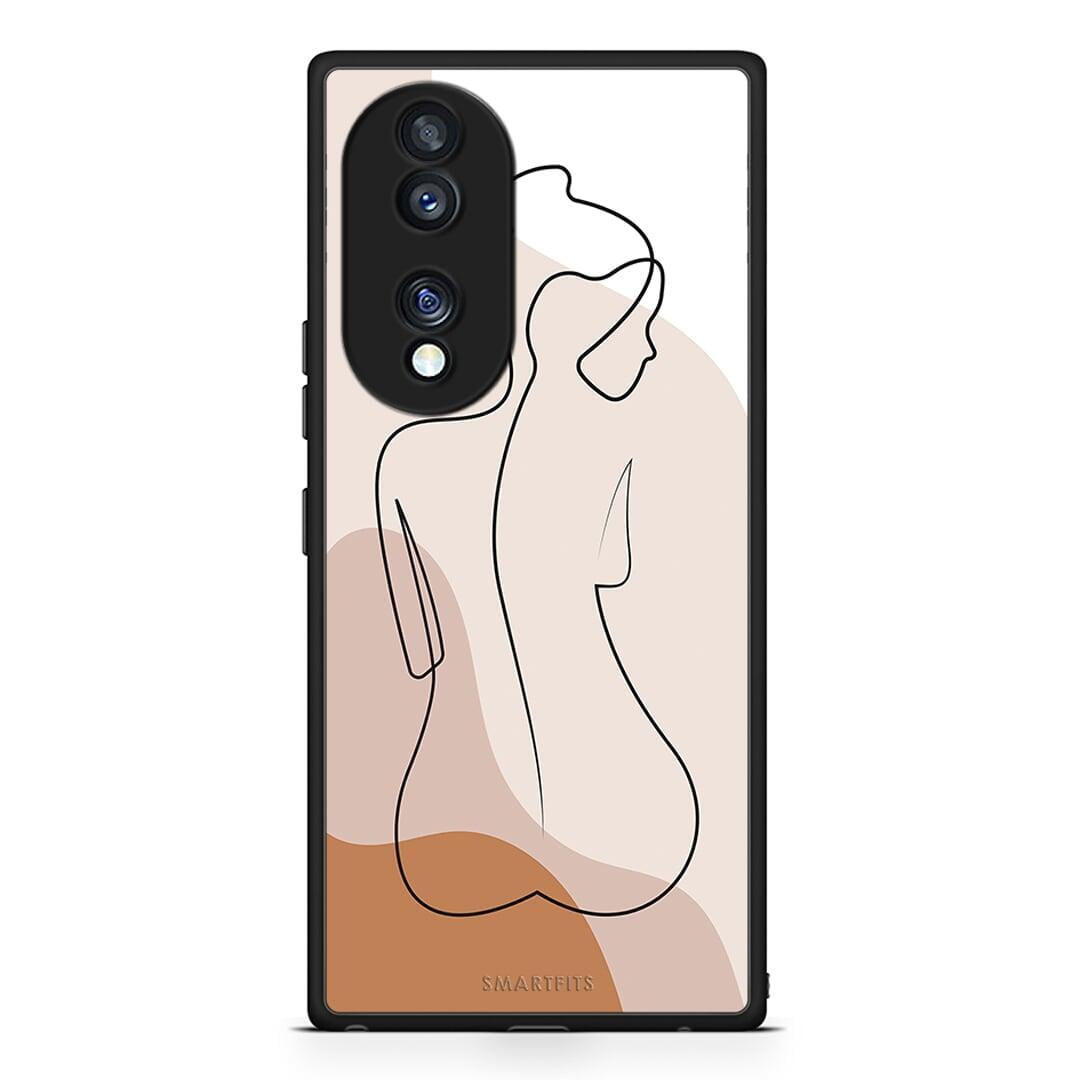 Θήκη Honor 70 5G LineArt Woman από τη Smartfits με σχέδιο στο πίσω μέρος και μαύρο περίβλημα | Honor 70 5G LineArt Woman Case with Colorful Back and Black Bezels
