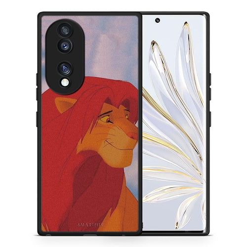 Θήκη Honor 70 5G Lion Love 1 από τη Smartfits με σχέδιο στο πίσω μέρος και μαύρο περίβλημα | Honor 70 5G Lion Love 1 Case with Colorful Back and Black Bezels