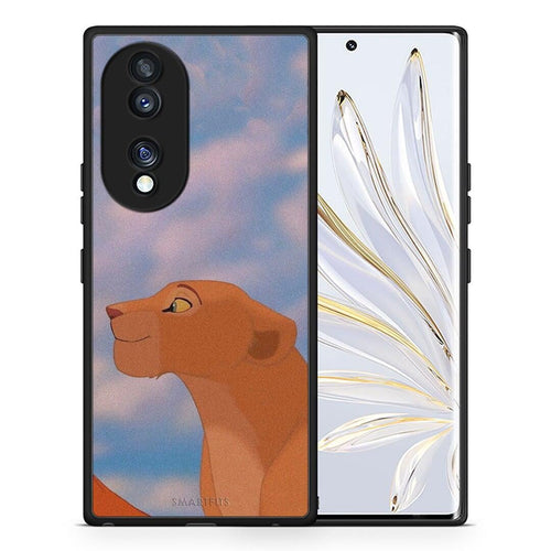 Θήκη Honor 70 5G Lion Love 2 από τη Smartfits με σχέδιο στο πίσω μέρος και μαύρο περίβλημα | Honor 70 5G Lion Love 2 Case with Colorful Back and Black Bezels