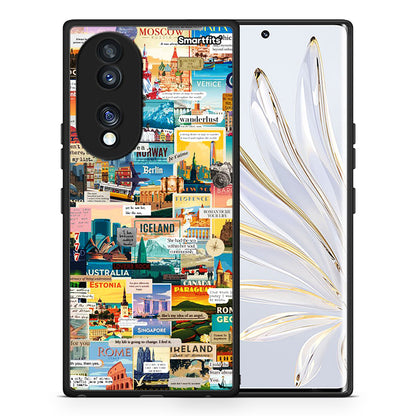 Θήκη Honor 70 5G Live To Travel από τη Smartfits με σχέδιο στο πίσω μέρος και μαύρο περίβλημα | Honor 70 5G Live To Travel Case with Colorful Back and Black Bezels