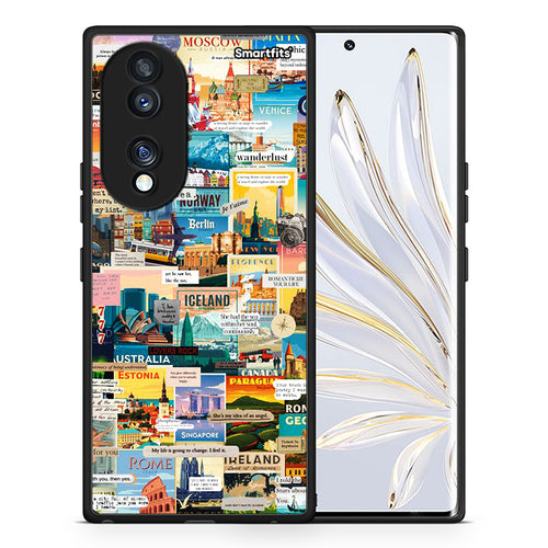 Θήκη Honor 70 5G Live To Travel από τη Smartfits με σχέδιο στο πίσω μέρος και μαύρο περίβλημα | Honor 70 5G Live To Travel Case with Colorful Back and Black Bezels