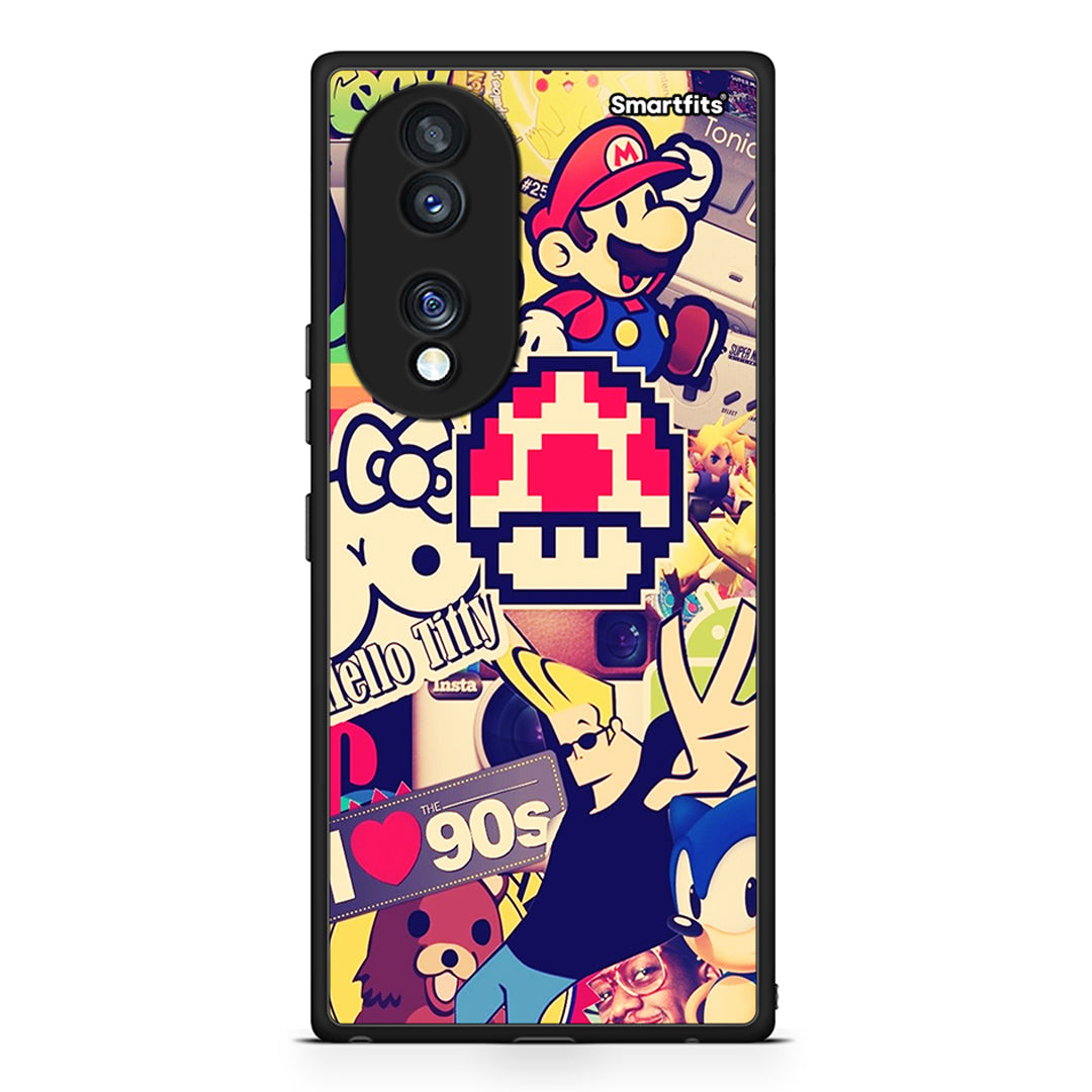 Θήκη Honor 70 5G Love The 90s από τη Smartfits με σχέδιο στο πίσω μέρος και μαύρο περίβλημα | Honor 70 5G Love The 90s Case with Colorful Back and Black Bezels