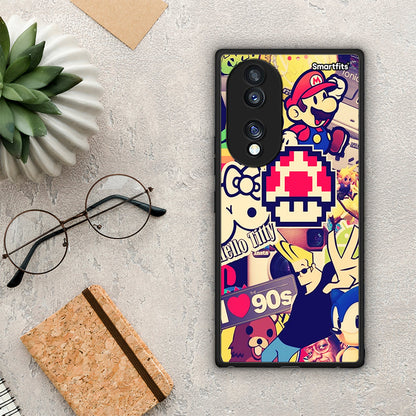 Θήκη Honor 70 5G Love The 90s από τη Smartfits με σχέδιο στο πίσω μέρος και μαύρο περίβλημα | Honor 70 5G Love The 90s Case with Colorful Back and Black Bezels