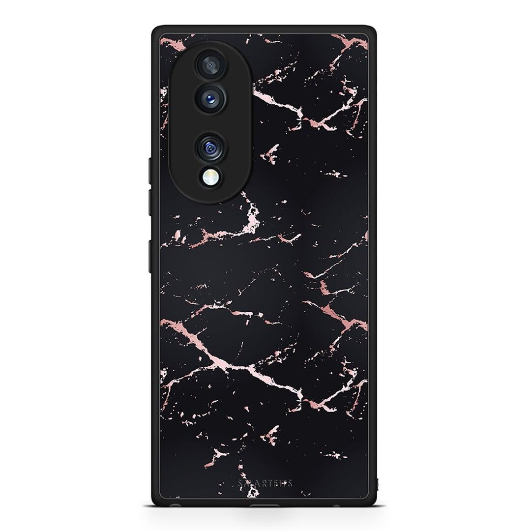 Θήκη Honor 70 5G Marble Black Rosegold από τη Smartfits με σχέδιο στο πίσω μέρος και μαύρο περίβλημα | Honor 70 5G Marble Black Rosegold Case with Colorful Back and Black Bezels