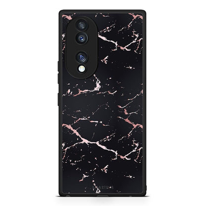 Θήκη Honor 70 5G Marble Black Rosegold από τη Smartfits με σχέδιο στο πίσω μέρος και μαύρο περίβλημα | Honor 70 5G Marble Black Rosegold Case with Colorful Back and Black Bezels