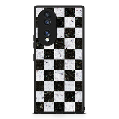 Θήκη Honor 70 5G Marble Square Geometric από τη Smartfits με σχέδιο στο πίσω μέρος και μαύρο περίβλημα | Honor 70 5G Marble Square Geometric Case with Colorful Back and Black Bezels