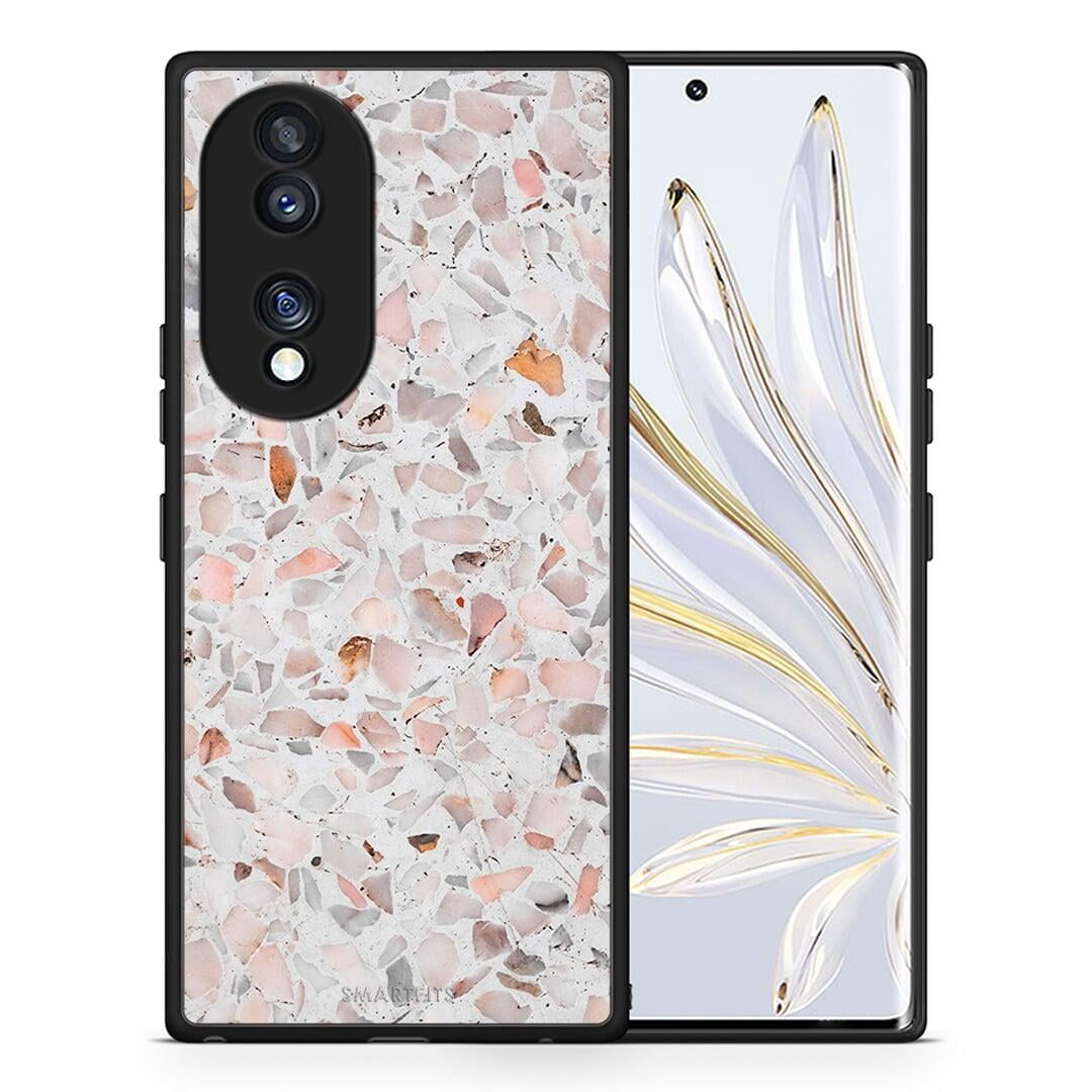 Θήκη Honor 70 5G Marble Terrazzo από τη Smartfits με σχέδιο στο πίσω μέρος και μαύρο περίβλημα | Honor 70 5G Marble Terrazzo Case with Colorful Back and Black Bezels