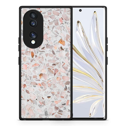 Θήκη Honor 70 5G Marble Terrazzo από τη Smartfits με σχέδιο στο πίσω μέρος και μαύρο περίβλημα | Honor 70 5G Marble Terrazzo Case with Colorful Back and Black Bezels