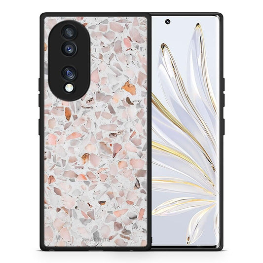 Θήκη Honor 70 5G Marble Terrazzo από τη Smartfits με σχέδιο στο πίσω μέρος και μαύρο περίβλημα | Honor 70 5G Marble Terrazzo Case with Colorful Back and Black Bezels
