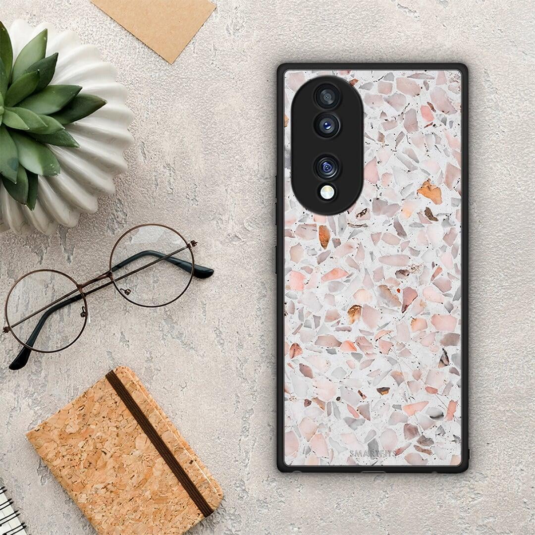 Θήκη Honor 70 5G Marble Terrazzo από τη Smartfits με σχέδιο στο πίσω μέρος και μαύρο περίβλημα | Honor 70 5G Marble Terrazzo Case with Colorful Back and Black Bezels