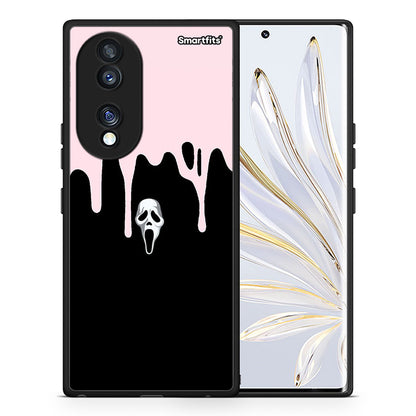 Θήκη Honor 70 5G Melting Halloween Mask από τη Smartfits με σχέδιο στο πίσω μέρος και μαύρο περίβλημα | Honor 70 5G Melting Halloween Mask Case with Colorful Back and Black Bezels