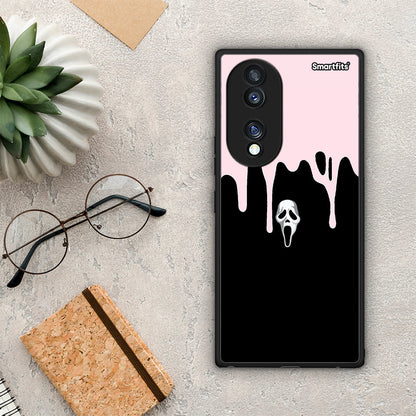 Θήκη Honor 70 5G Melting Halloween Mask από τη Smartfits με σχέδιο στο πίσω μέρος και μαύρο περίβλημα | Honor 70 5G Melting Halloween Mask Case with Colorful Back and Black Bezels