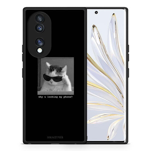 Θήκη Honor 70 5G Meme Cat από τη Smartfits με σχέδιο στο πίσω μέρος και μαύρο περίβλημα | Honor 70 5G Meme Cat Case with Colorful Back and Black Bezels