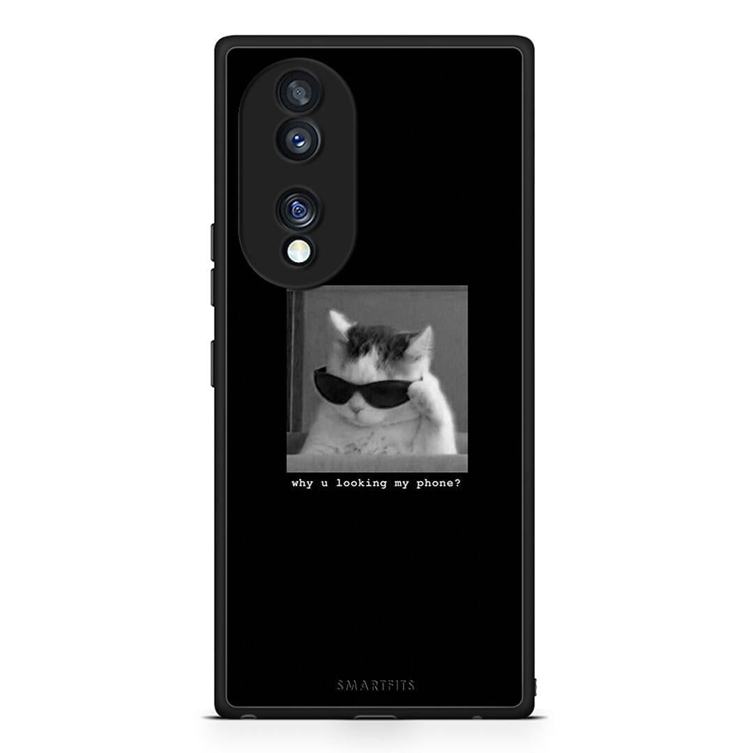 Θήκη Honor 70 5G Meme Cat από τη Smartfits με σχέδιο στο πίσω μέρος και μαύρο περίβλημα | Honor 70 5G Meme Cat Case with Colorful Back and Black Bezels