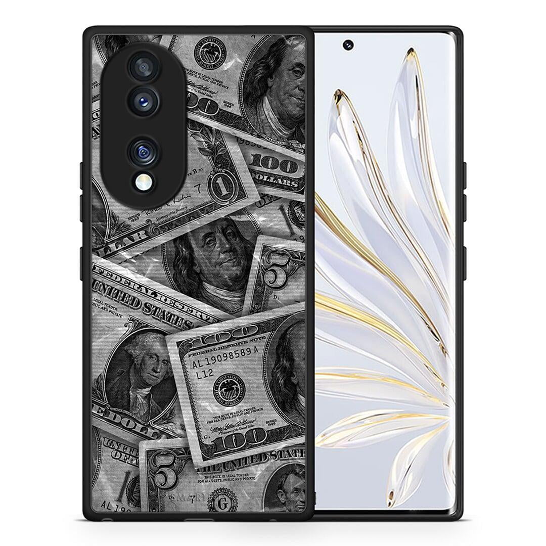 Θήκη Honor 70 5G Money Dollars από τη Smartfits με σχέδιο στο πίσω μέρος και μαύρο περίβλημα | Honor 70 5G Money Dollars Case with Colorful Back and Black Bezels