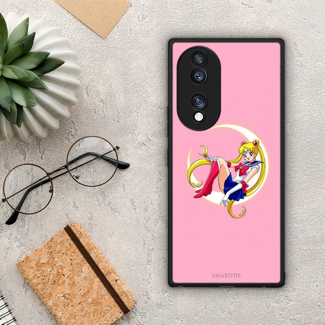 Θήκη Honor 70 5G Moon Girl από τη Smartfits με σχέδιο στο πίσω μέρος και μαύρο περίβλημα | Honor 70 5G Moon Girl Case with Colorful Back and Black Bezels