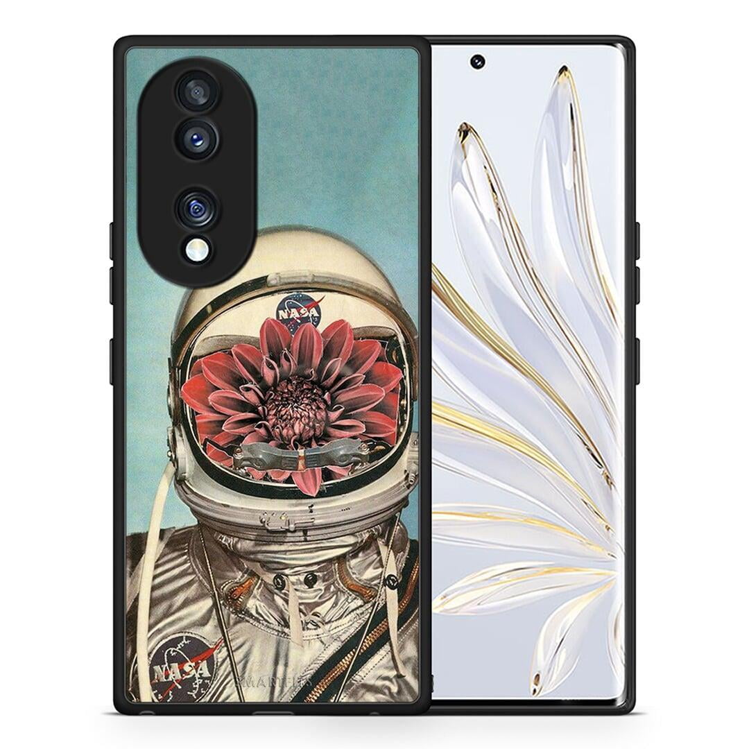 Θήκη Honor 70 5G Nasa Bloom από τη Smartfits με σχέδιο στο πίσω μέρος και μαύρο περίβλημα | Honor 70 5G Nasa Bloom Case with Colorful Back and Black Bezels