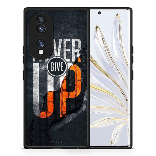 Θήκη Honor 70 5G Never Give Up από τη Smartfits με σχέδιο στο πίσω μέρος και μαύρο περίβλημα | Honor 70 5G Never Give Up Case with Colorful Back and Black Bezels