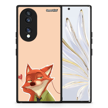 Θήκη Honor 70 5G Nick Wilde And Judy Hopps Love 1 από τη Smartfits με σχέδιο στο πίσω μέρος και μαύρο περίβλημα | Honor 70 5G Nick Wilde And Judy Hopps Love 1 Case with Colorful Back and Black Bezels