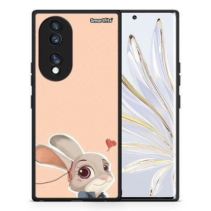 Θήκη Honor 70 5G Nick Wilde And Judy Hopps Love 2 από τη Smartfits με σχέδιο στο πίσω μέρος και μαύρο περίβλημα | Honor 70 5G Nick Wilde And Judy Hopps Love 2 Case with Colorful Back and Black Bezels