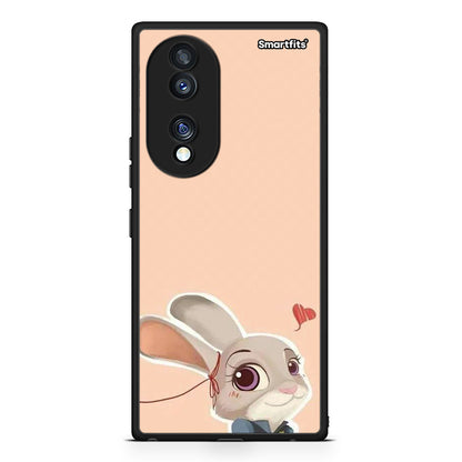Θήκη Honor 70 5G Nick Wilde And Judy Hopps Love 2 από τη Smartfits με σχέδιο στο πίσω μέρος και μαύρο περίβλημα | Honor 70 5G Nick Wilde And Judy Hopps Love 2 Case with Colorful Back and Black Bezels