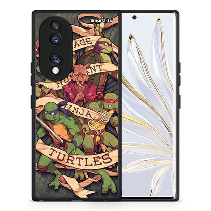 Θήκη Honor 70 5G Ninja Turtles από τη Smartfits με σχέδιο στο πίσω μέρος και μαύρο περίβλημα | Honor 70 5G Ninja Turtles Case with Colorful Back and Black Bezels