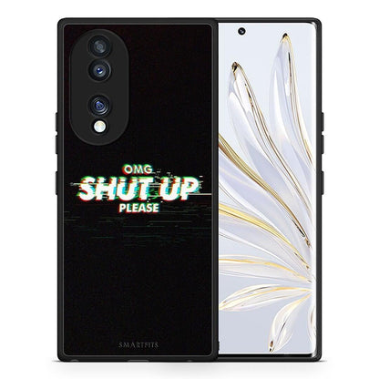 Θήκη Honor 70 5G OMG ShutUp από τη Smartfits με σχέδιο στο πίσω μέρος και μαύρο περίβλημα | Honor 70 5G OMG ShutUp Case with Colorful Back and Black Bezels
