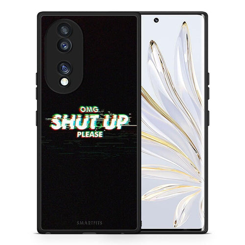Θήκη Honor 70 5G OMG ShutUp από τη Smartfits με σχέδιο στο πίσω μέρος και μαύρο περίβλημα | Honor 70 5G OMG ShutUp Case with Colorful Back and Black Bezels