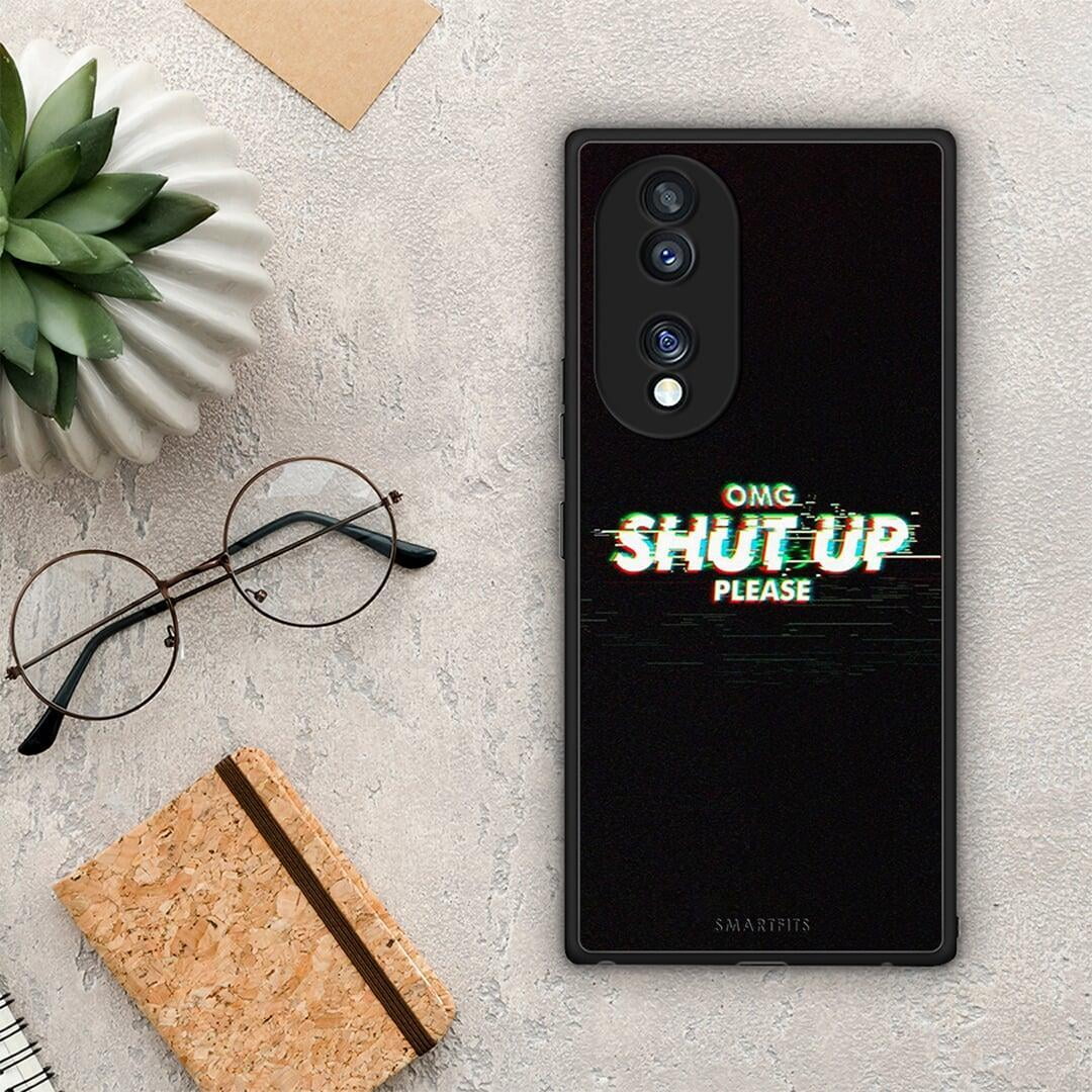 Θήκη Honor 70 5G OMG ShutUp από τη Smartfits με σχέδιο στο πίσω μέρος και μαύρο περίβλημα | Honor 70 5G OMG ShutUp Case with Colorful Back and Black Bezels