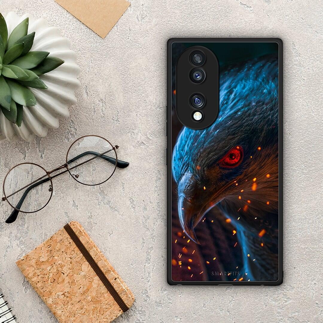 Θήκη Honor 70 5G PopArt Eagle από τη Smartfits με σχέδιο στο πίσω μέρος και μαύρο περίβλημα | Honor 70 5G PopArt Eagle Case with Colorful Back and Black Bezels