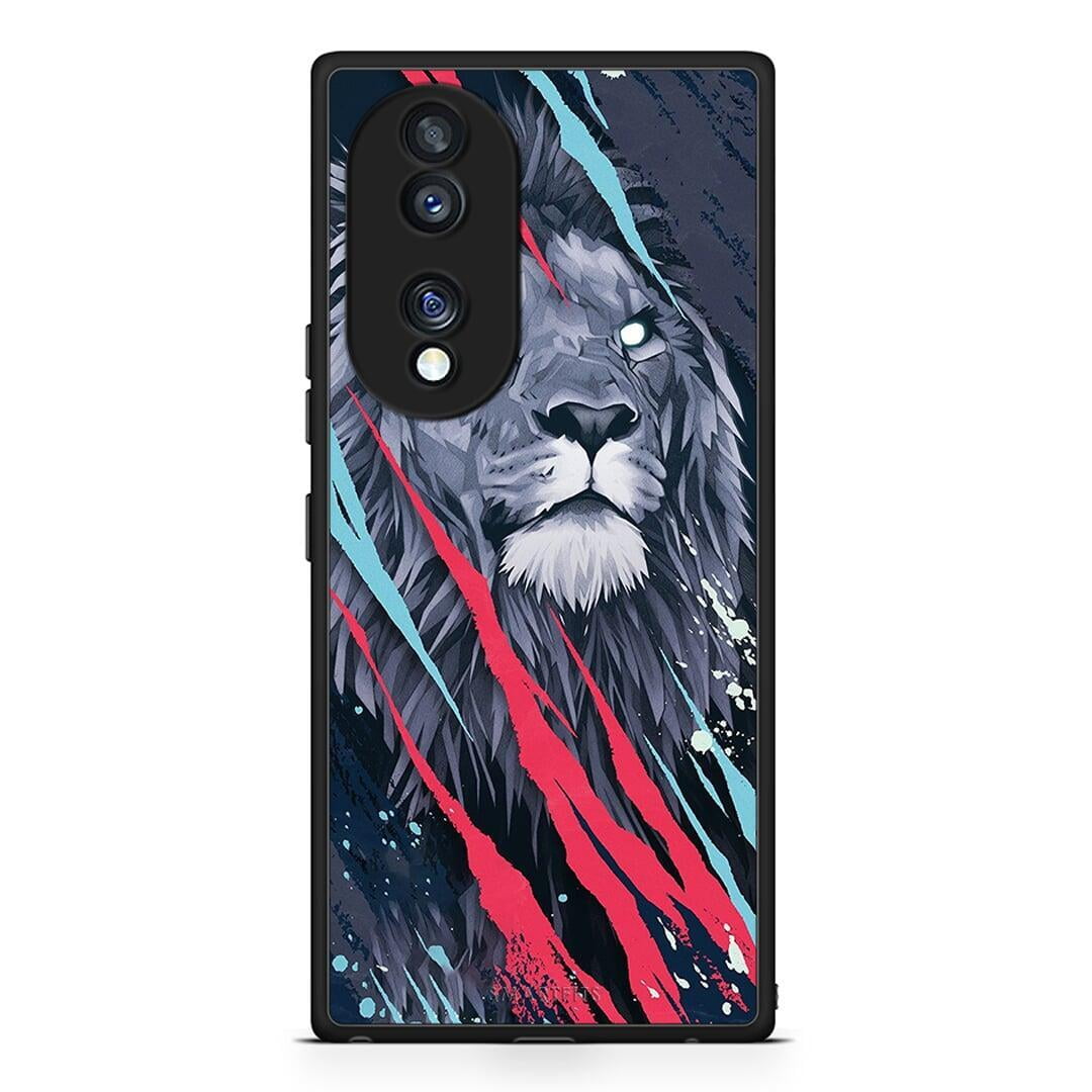 Θήκη Honor 70 5G PopArt Lion Designer από τη Smartfits με σχέδιο στο πίσω μέρος και μαύρο περίβλημα | Honor 70 5G PopArt Lion Designer Case with Colorful Back and Black Bezels