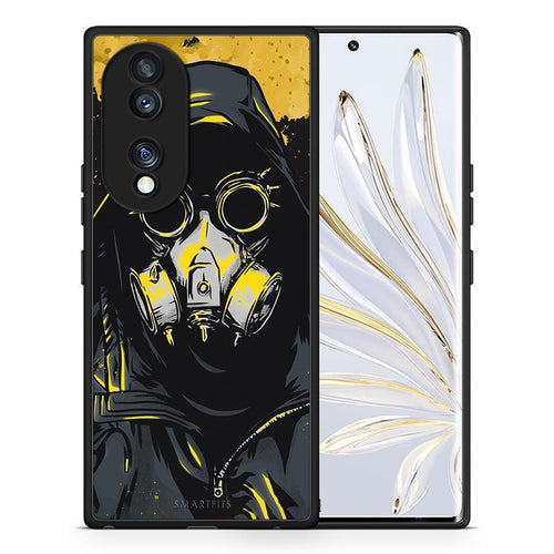 Θήκη Honor 70 5G PopArt Mask από τη Smartfits με σχέδιο στο πίσω μέρος και μαύρο περίβλημα | Honor 70 5G PopArt Mask Case with Colorful Back and Black Bezels