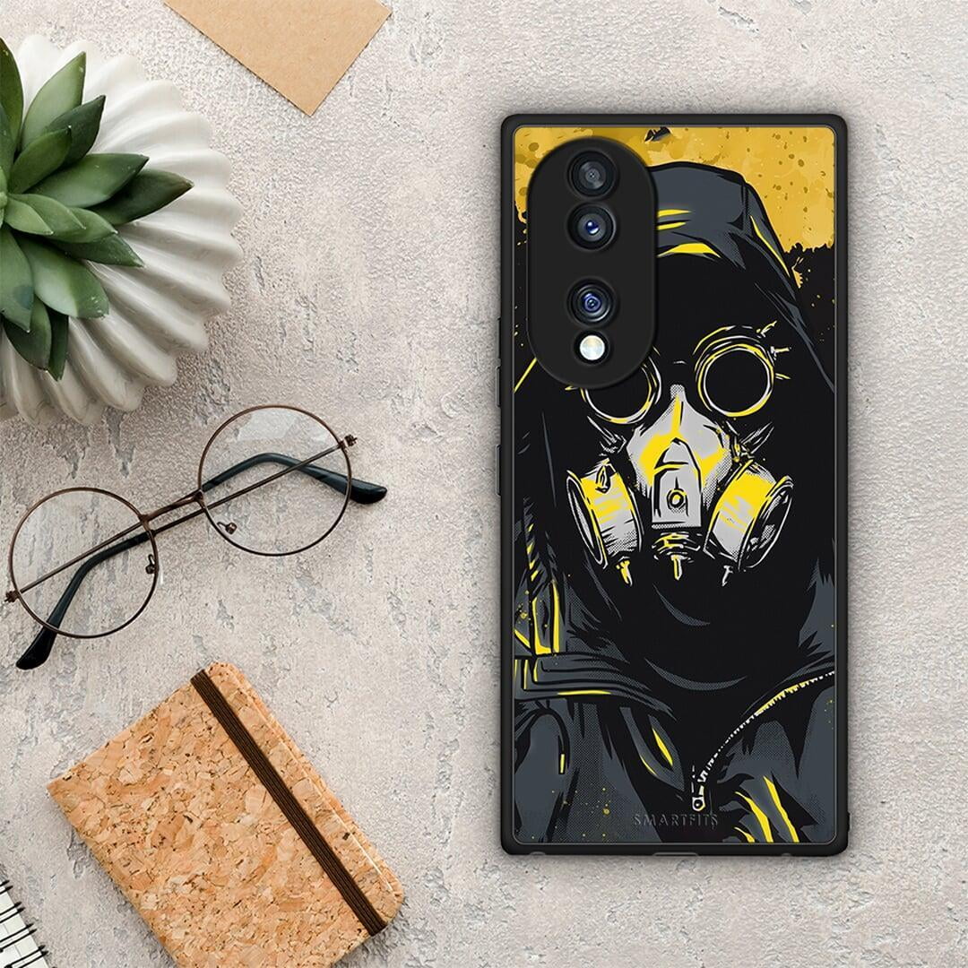 Θήκη Honor 70 5G PopArt Mask από τη Smartfits με σχέδιο στο πίσω μέρος και μαύρο περίβλημα | Honor 70 5G PopArt Mask Case with Colorful Back and Black Bezels